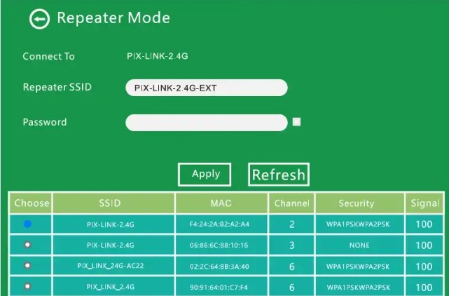 Pix-link repeater setup